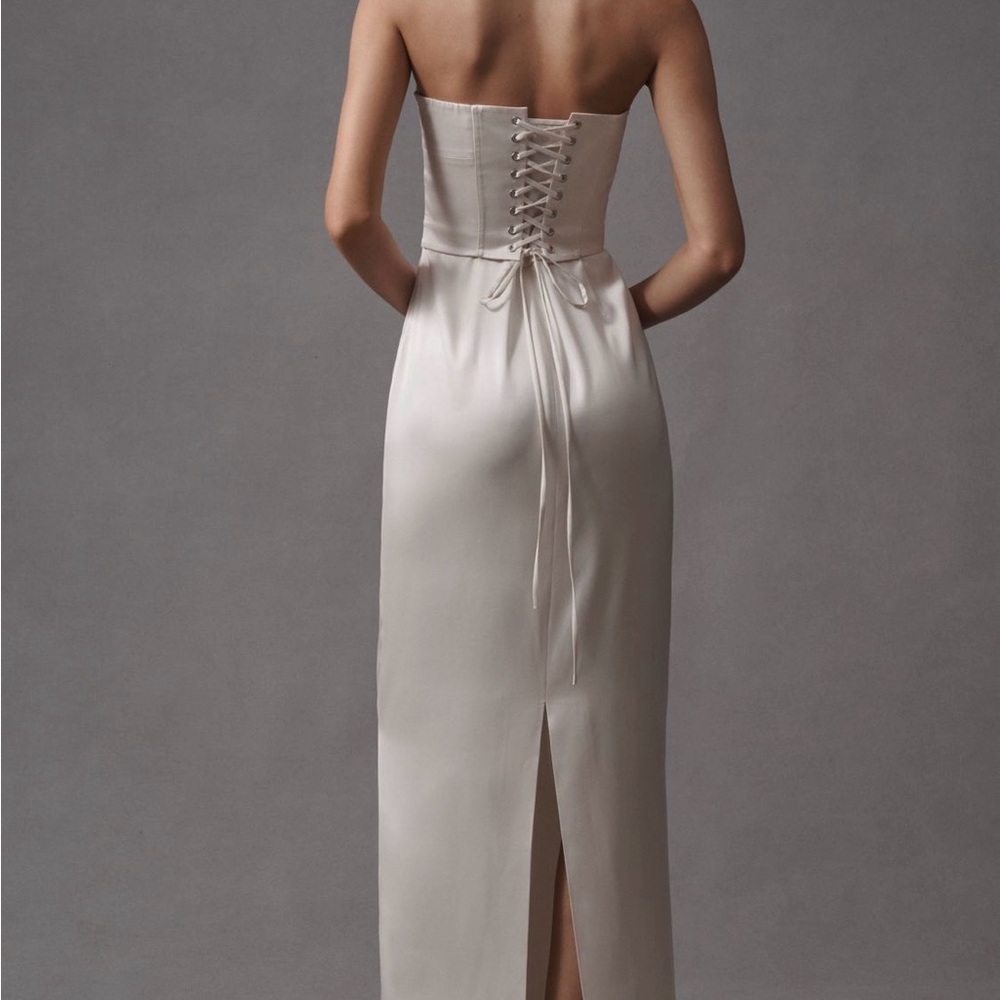 Reformation Anthropologie Ariyah Corset Satin Ivory Dress